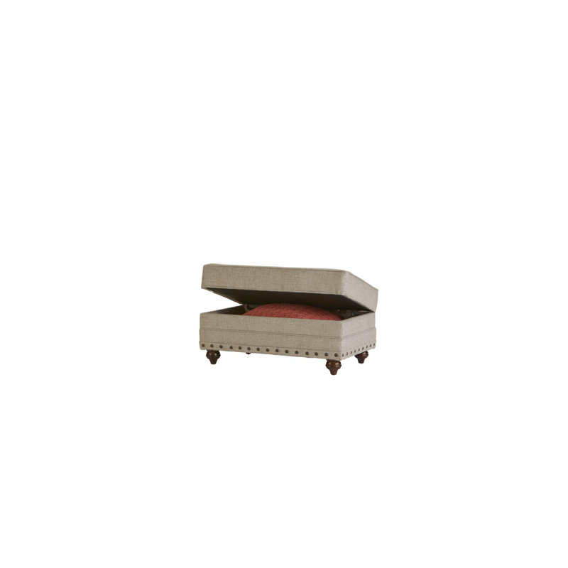 Repose-pieds avec rangement Molena, Mélange de polyester beige foncé