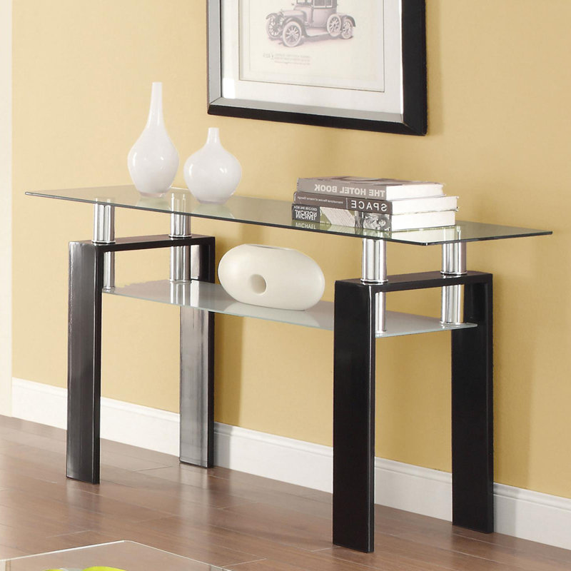 Iginio 47.6'' W Console Table with Glass Top, Black