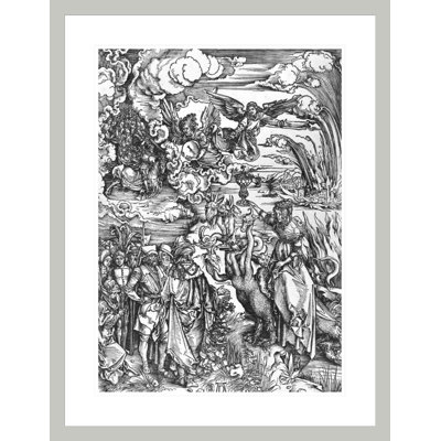 Scene from the Apocalypse the great Babylonian whore (woodcut) (b/w photo) by Albrecht Dürer -Framed Giclee Print
