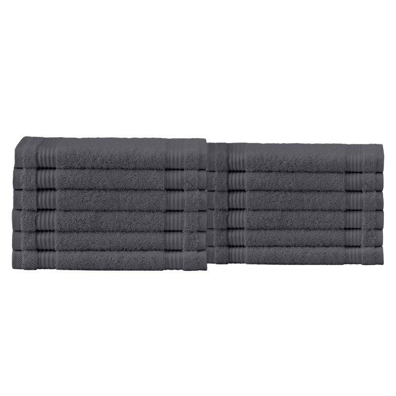 Shannan 12" W Terrycloth Washcloth Set , Gray