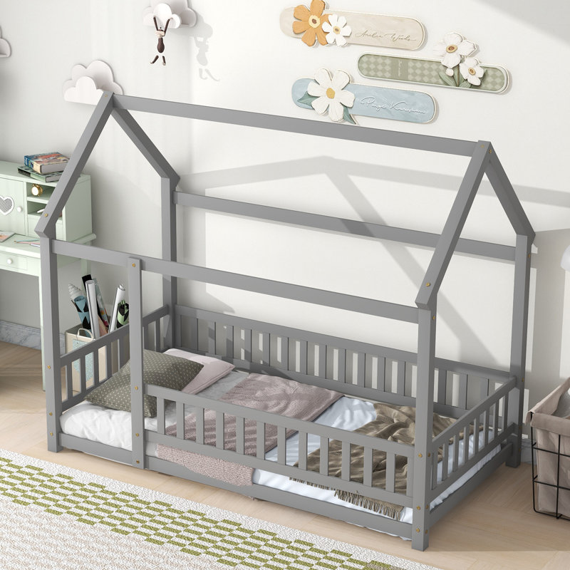 McElhattan Canopy Bed Kids Bed , Full, Gray