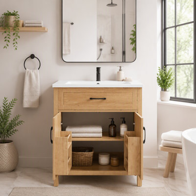 Single Vanity Bathroom Vanity With Resin Top