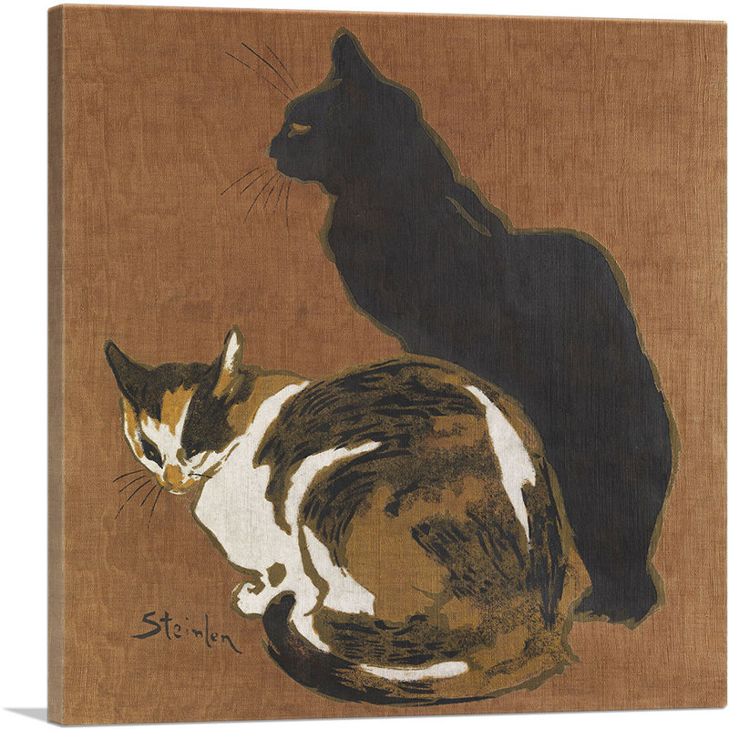 «Two Cats 1894» par Theophile Steinlen, reproduction d'art sur toile tendue, H 18 po x l 18 po x P 0,75 po