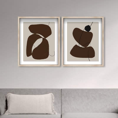 Balanced Stones Set Shadowbox Abstract Print by Oliver Gal, Black Frame, 16 x 20