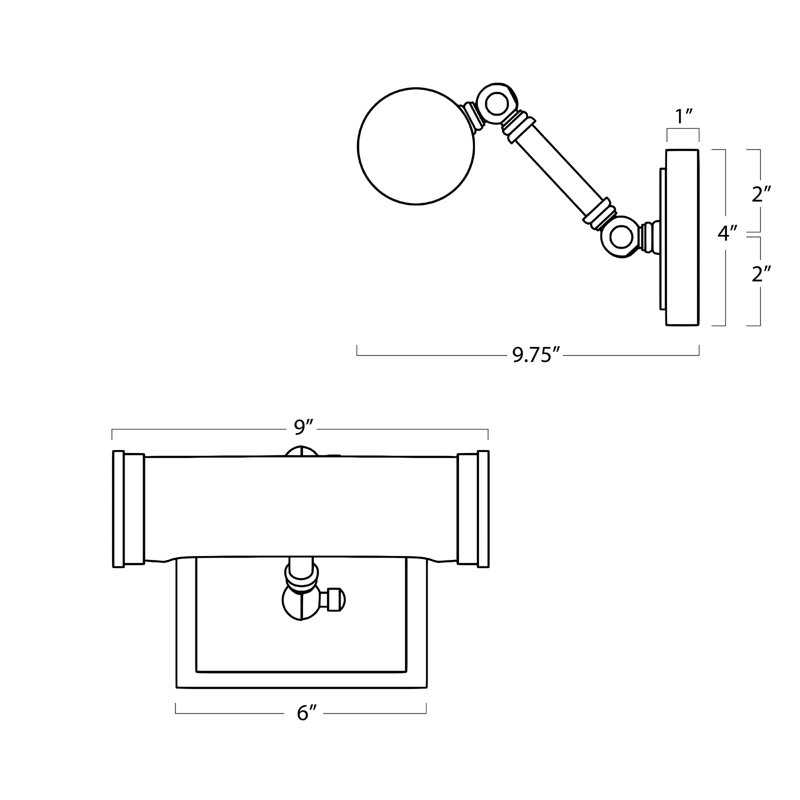 Tate Dimmable Wall Mounted Picture Light, Polished Nickel
