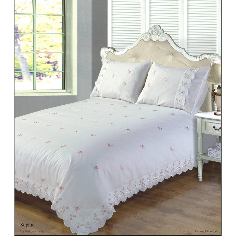 Stramoine Solid Colour Duvet Cover with Pillowcases Included, White, Kingsize Duvet Cover + 2 Standard Pillowcases
