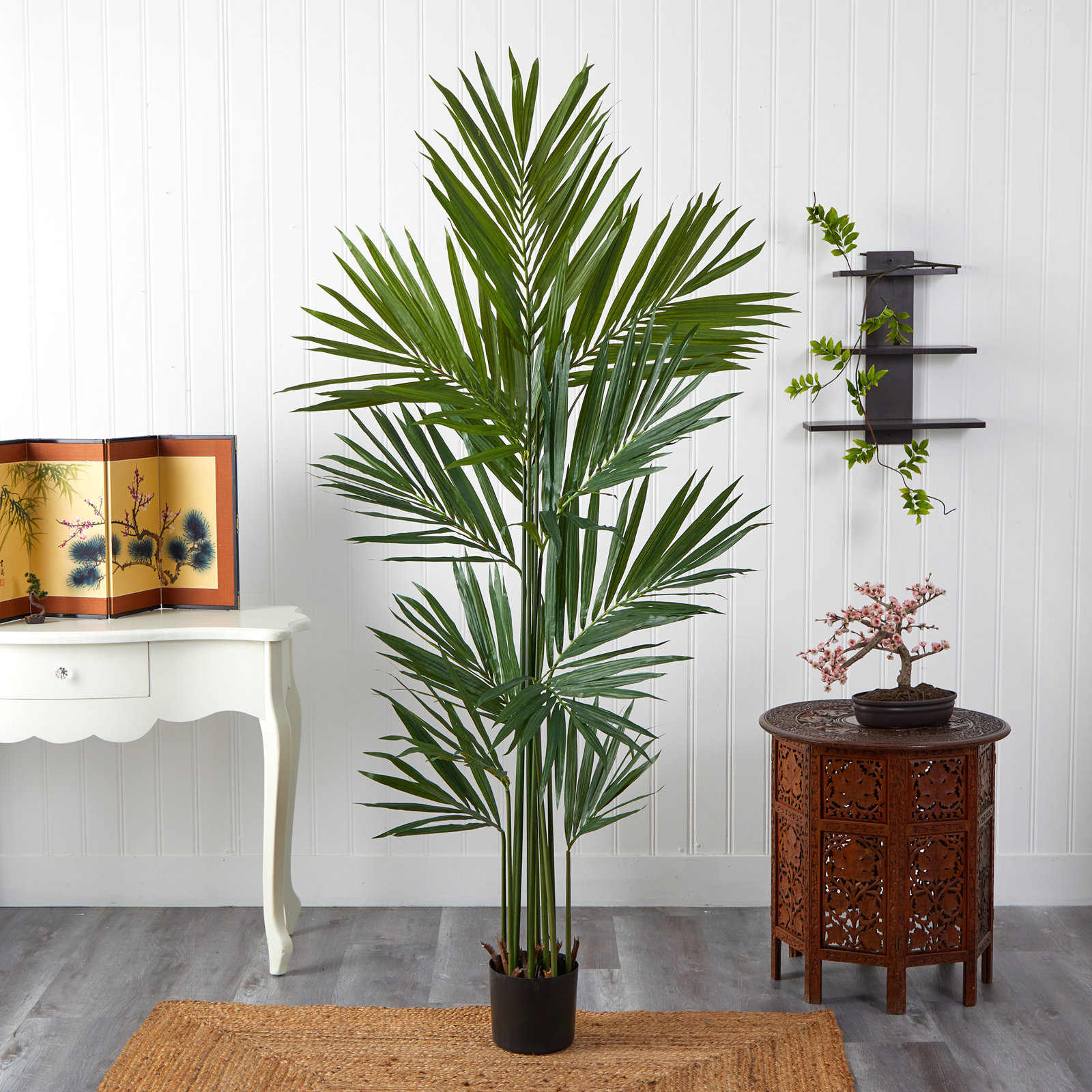 Faux Flowering Tree in Pot, 84" H x 48" W x 40" D