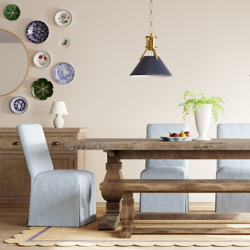 Damask Jute Area Rug for Dining Room Living Room Kitchen, Blue/Ivory, Rectangle 8'6" x 11'6"