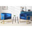 Élégante chaise rembourrée en velours bleu pour le salon, chambre à coucher contemporaine de bureau, - Glamour