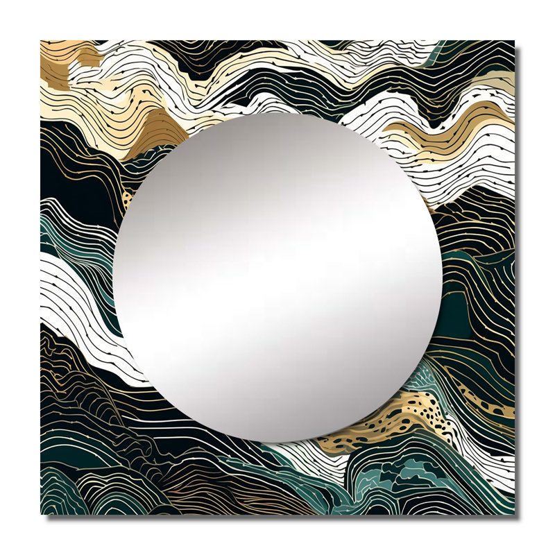 Pinchus - Minimalisme, dessin au trait carré, grand miroir mural, 23 po x 23 po
