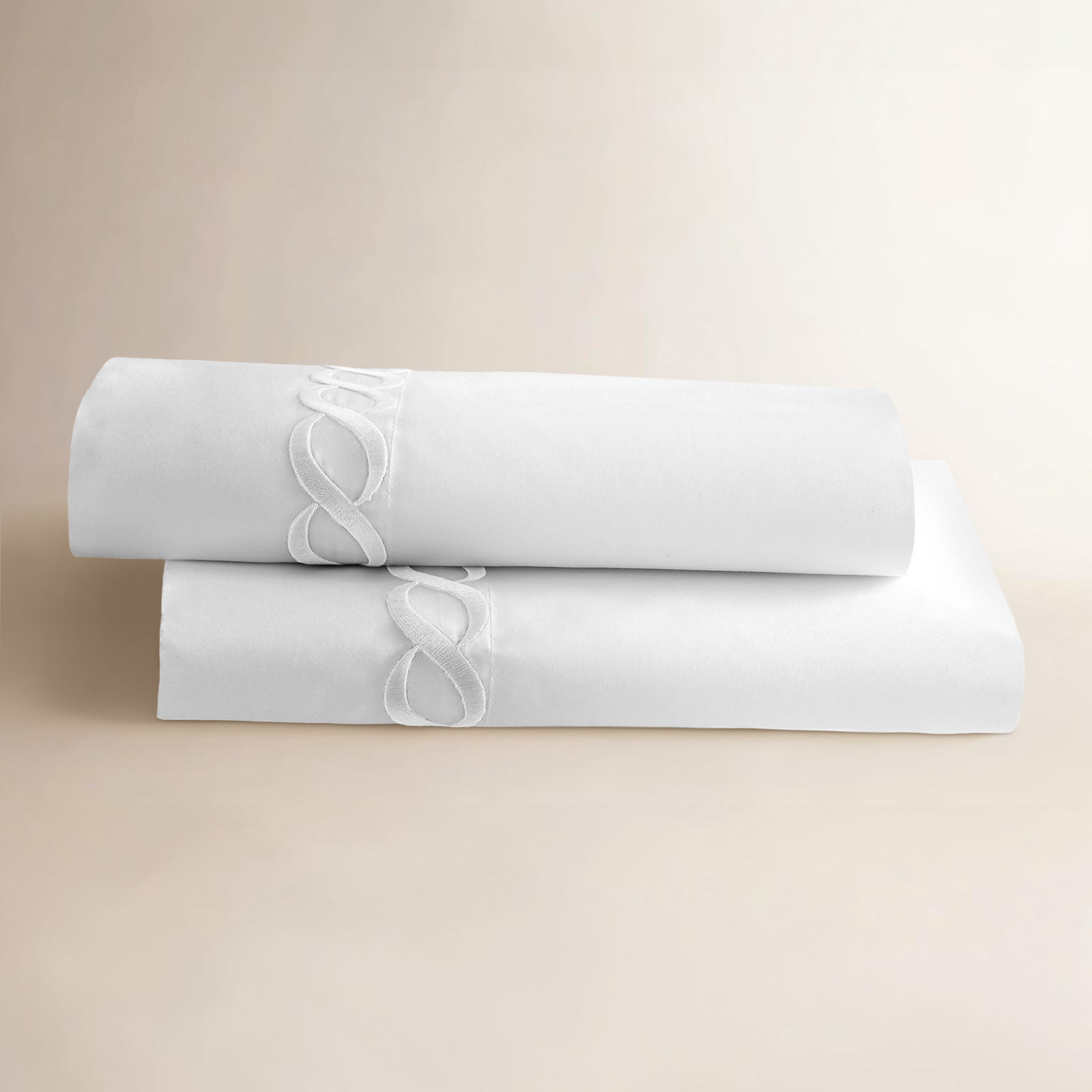 Brenna 300 Thread Count Embroidered Cotton Blend Percale Pillowcases, King, White