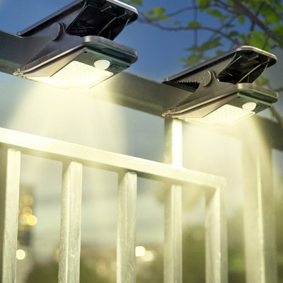 1 - Head LED Solar Powered Dusk to Dawn Outdoor Security Wall Pack with Motion Sensor