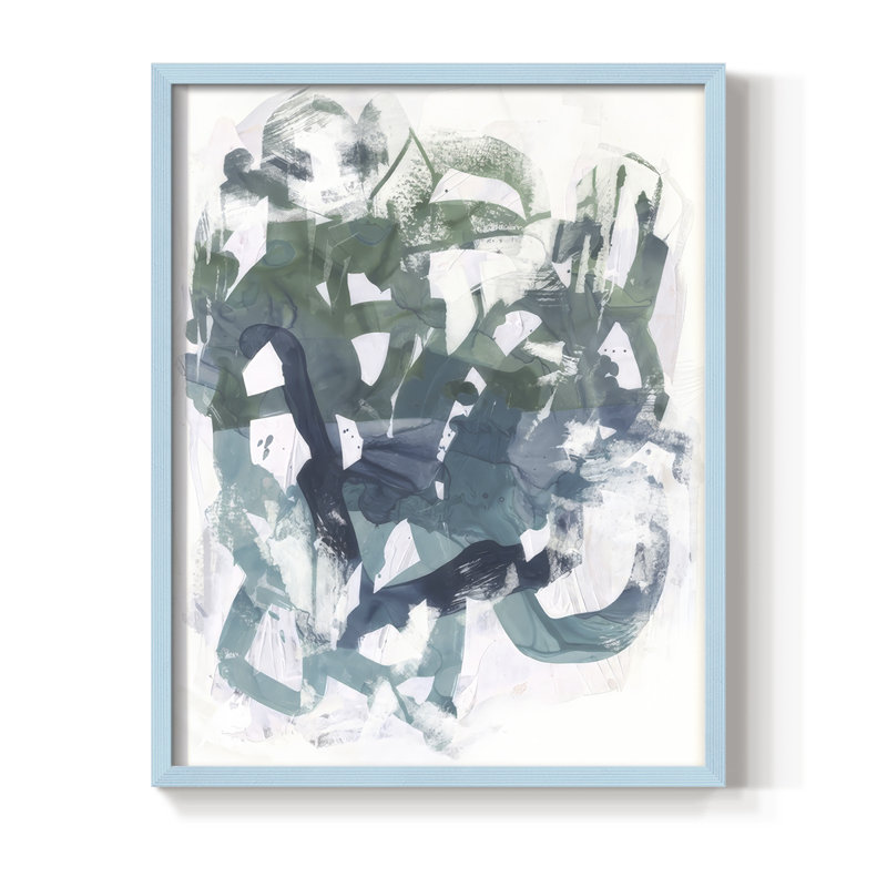 Obstruction II, reproduction encadrée - bois massif, Bleu, H 30 po x l 24 po