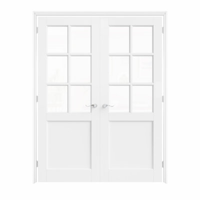 60" X 80" 6-Lite Clear Glass French Door With Silver Hinges, Clear Glass Door Slab With Frame, French Interior Door As Pantry Door, Bedroom Door, Laundry Door, Closet Doors, Room Doors, Latch & Door Lever Included