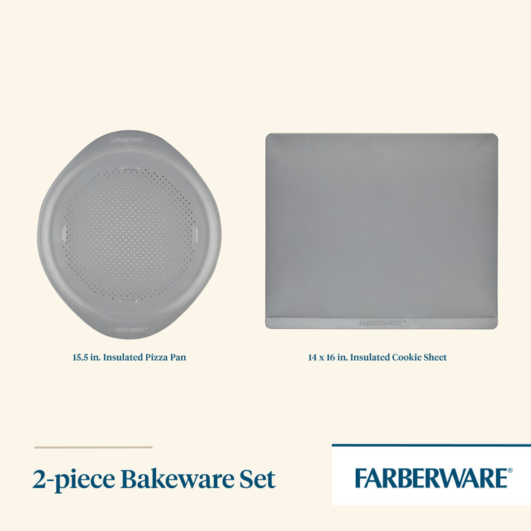 Farberware GoldenBake Nonstick Baking Sheet and Pizza Crisper Pan Set, 2-Piece, Gray