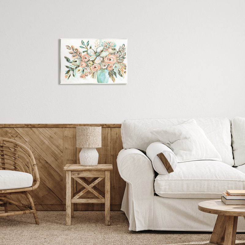 «Aw-996», encadré, arrangement de pivoines modernes par Amanda Hillburn, peinture, H 13 po x l 19 po x P 0,5 po