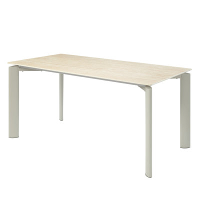 Gray Ceramic Top Dining Table With A Metal Base Modern For Spaces