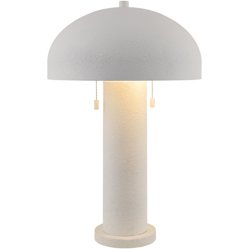 Lampe de table en fer avec abat-jour cloche en métal, Blanc
