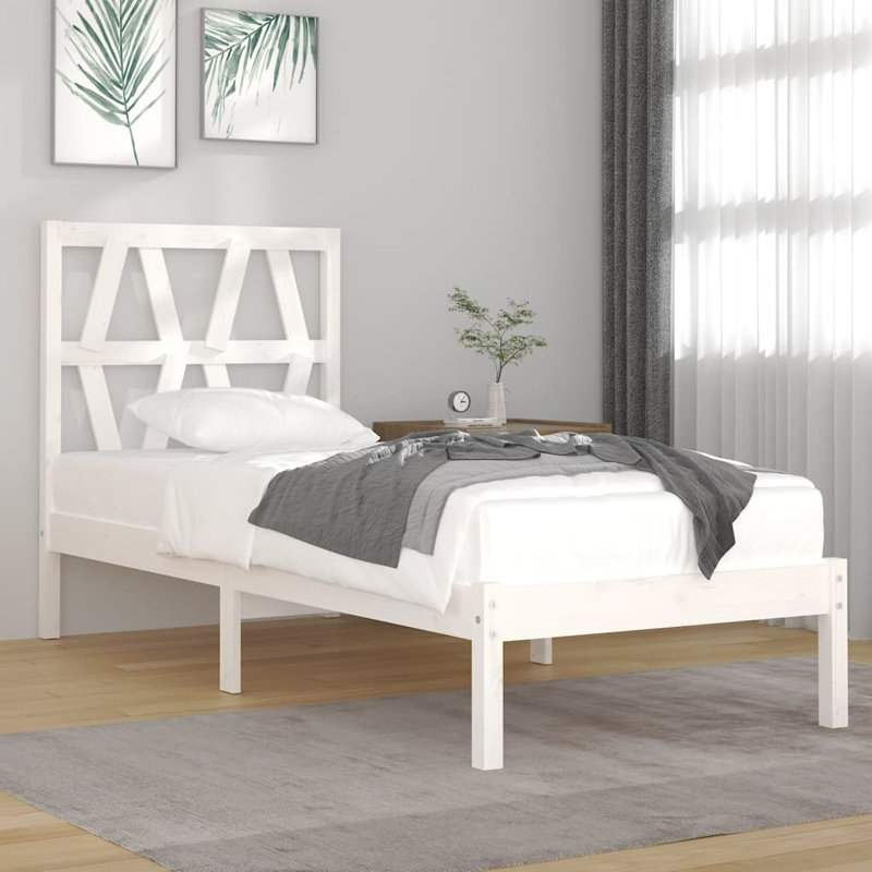 Bed Frame Solid Wood, 120 x 200 cm, white