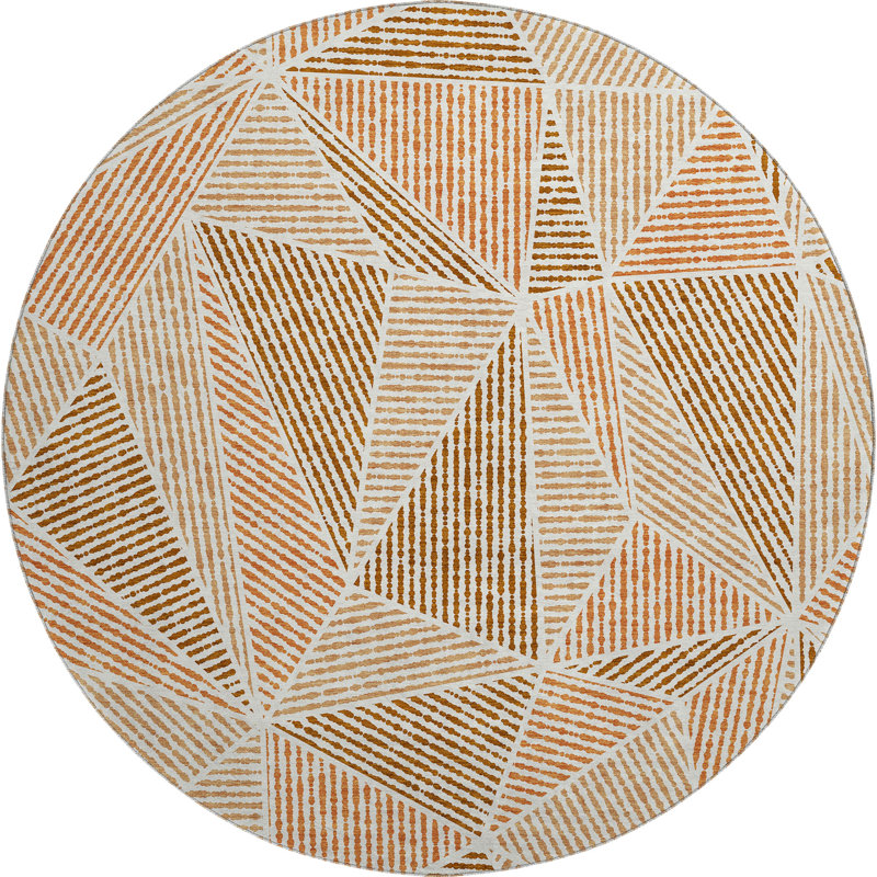 Premium Machine Washable Cerrito Terracotta Rug, Round 8'