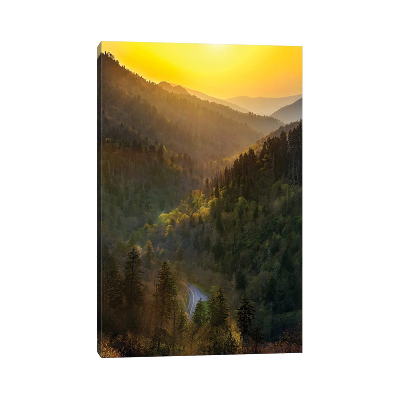 Sunset over a Path Through the Smokies 1 Piece Wrapped Canvas Wall Art, 30.48 cm H x 45.72 cm W