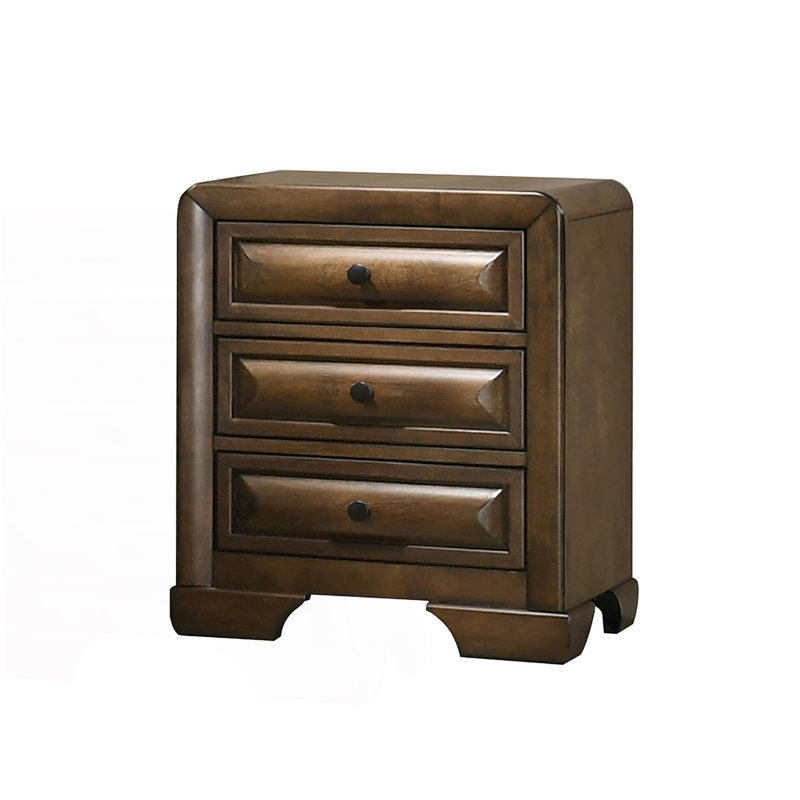 Transitional Style Nightstand With Cup Pulls, Bed Side Table