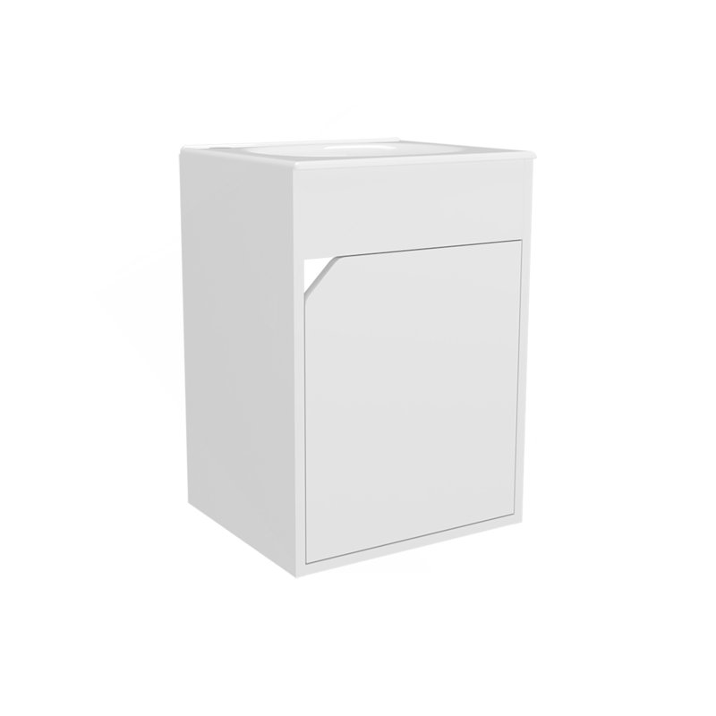 Meuble-lavabo de salle de bain avec lavabo, 1 porte, blanc, Blanc