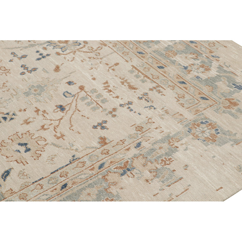 Oushak Hand Knotted Floral Area Rug, Rectangle 8' x 10'