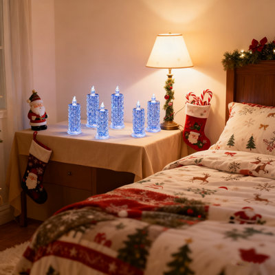 LED Crystal Candle Lights, Rose Shadow LED Flameless Candles,  Christmas Gifts，Battery Operated Led Flameless Candles For Valentines Anniversary Wedding Christmas Decorations (6Pcs/Set)