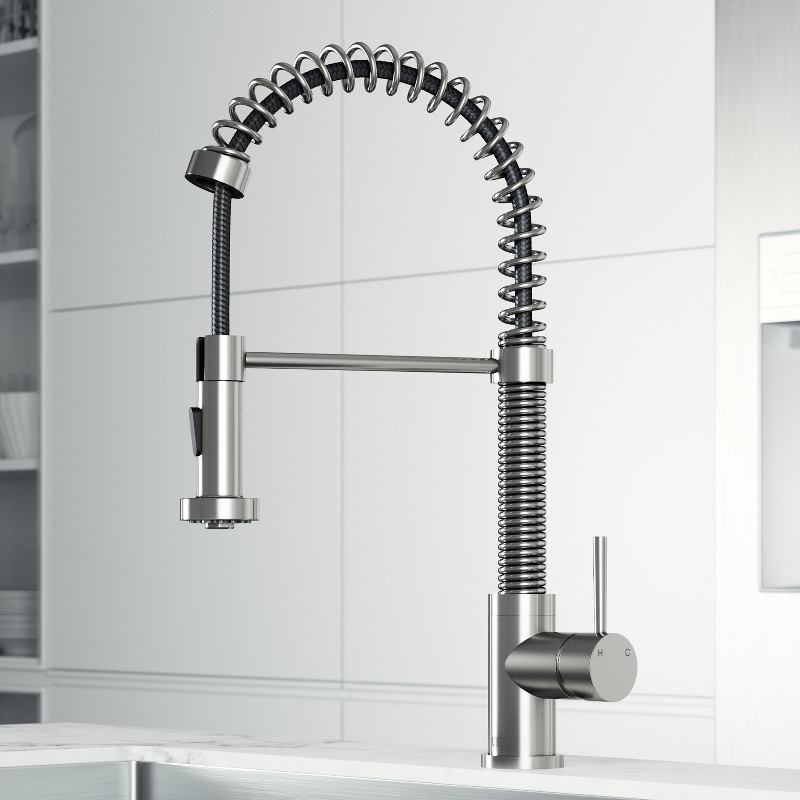Edison Pull-Down Kitchen Faucet, Stainless Steel, Without Soap Dispenser