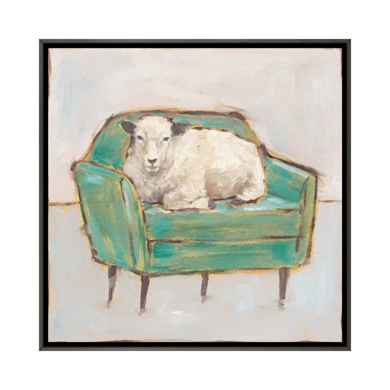 Créature confort IV par Ethan Harper - reproduction d'art, H 37 po x l 37 po x P 1,5 po, Toile avec cadre gris, Pas de tapis