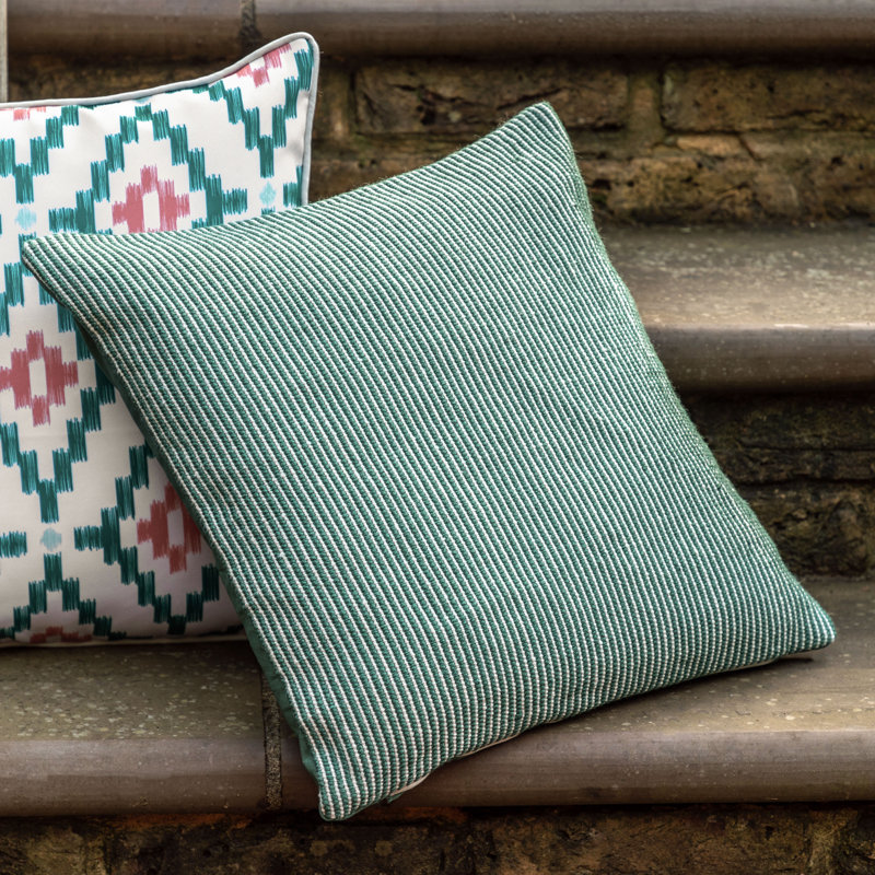 Una Striped Throw Cushion, Green
