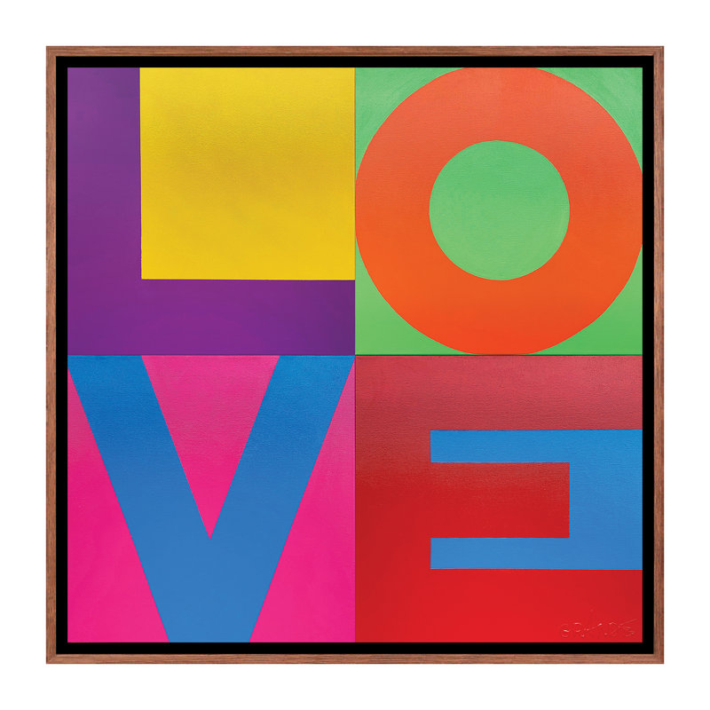 Décoration murale Love Kids, H 26 po x l 26 po x P 1,5 po, Toile classique avec cadre brun