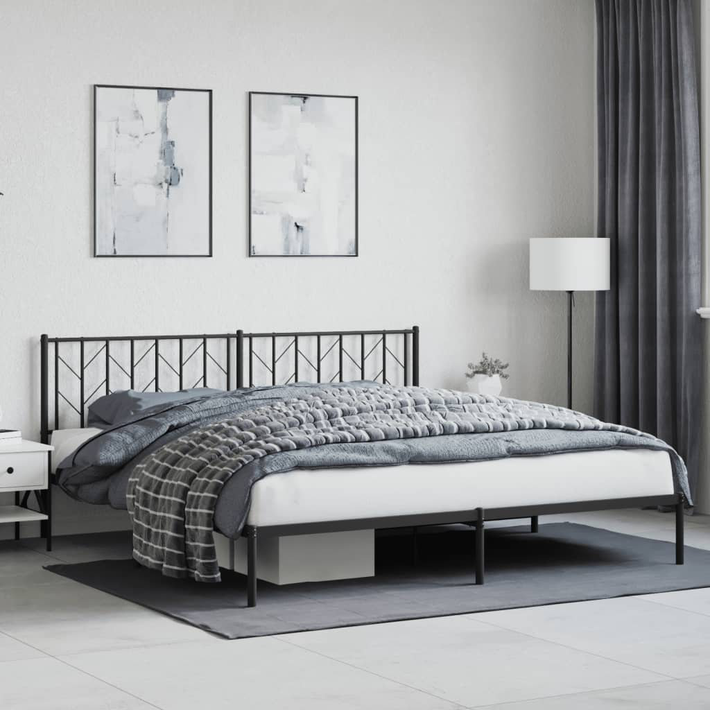VidaXL Metal Bed Frame Black 198cm Wide, 207cm Long, 90cm High - Image 3