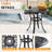 5-Piece Round Patio Dining Set, 1 Table & 4 Chairs with Red Cushions, Suitable for Porch Lawn Courtyard-1895258394