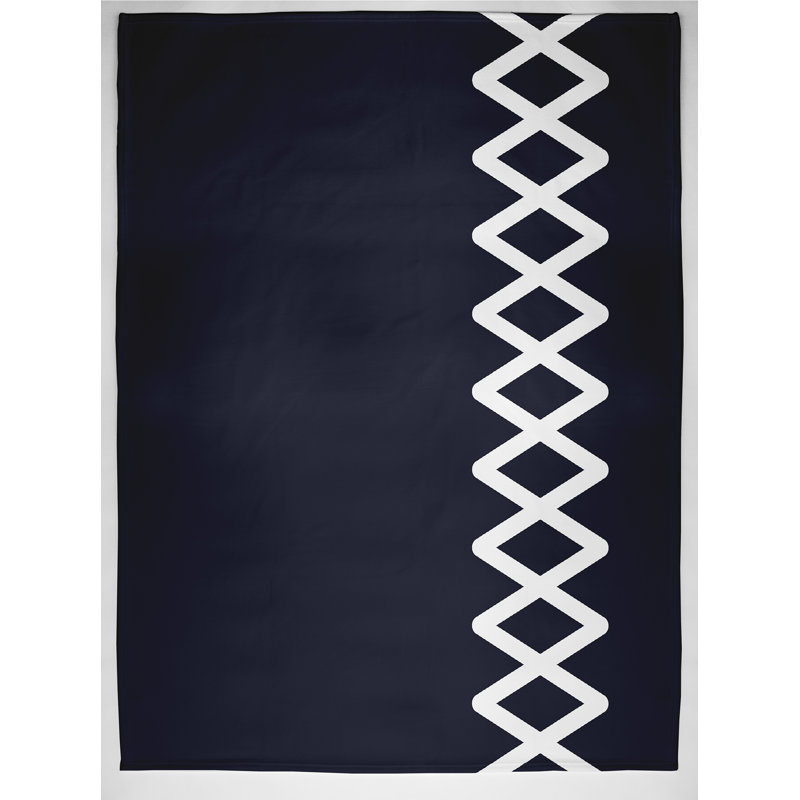 Elzo Plain Weave / Muslin Throw Blanket, Navy