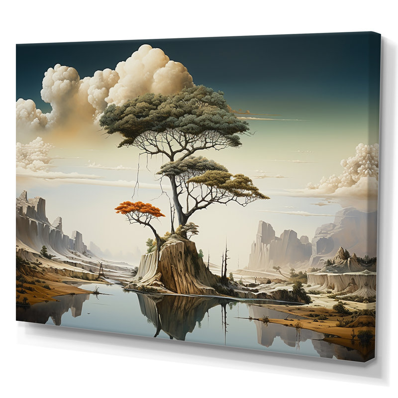 Art surréel surréalisme - Paysage abstrait, Toile tendue, H 30 po x l 40 po x P 1,5 po