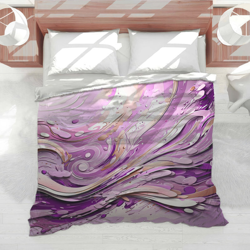 Édredon mauve à motif abstrait, Lit simple