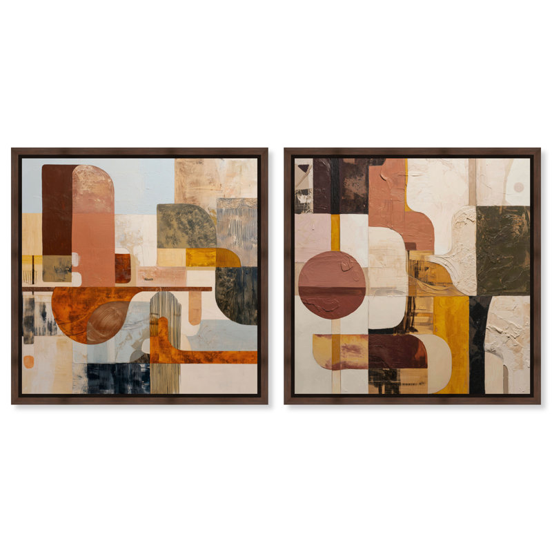«Contemporary Layers Duo», reproduction d'art sur toile encadrée par Art Remedy, cadre en noyer, 20 x 20, H 21 po x l 21 po