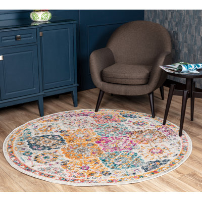 Teppich Sterne in Beige/Blau/Orange/Rosa/Türkis/Gelb
