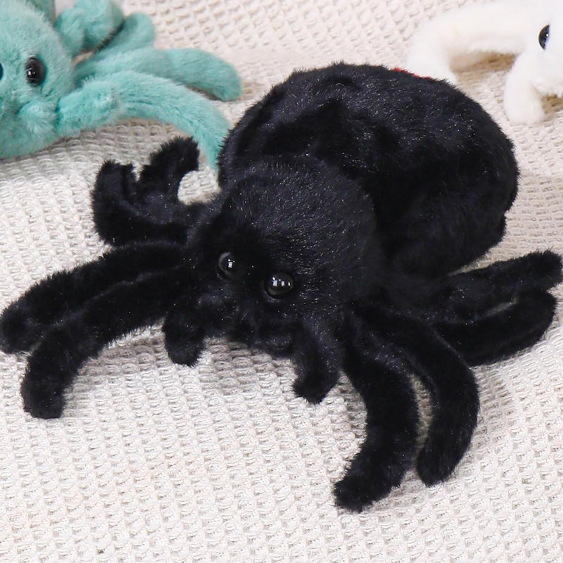 Décoration de coussin d'Halloween noire en peluche 9,8 pouces