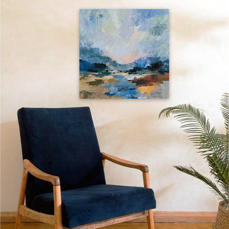 «Blue Vista I», art abstrait contemporain, H 24 po x l 24 po