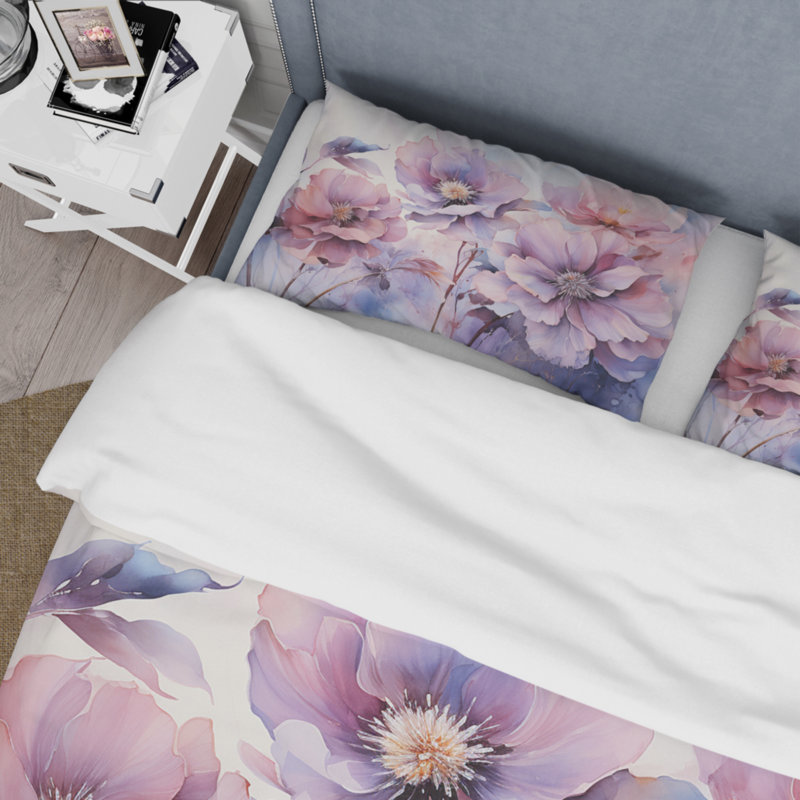 Purple Tranquil Petals I BeddingMicrofiber / Polyester Duvet Cover Set, Twin Duvet Cover + 1 Standard Sham