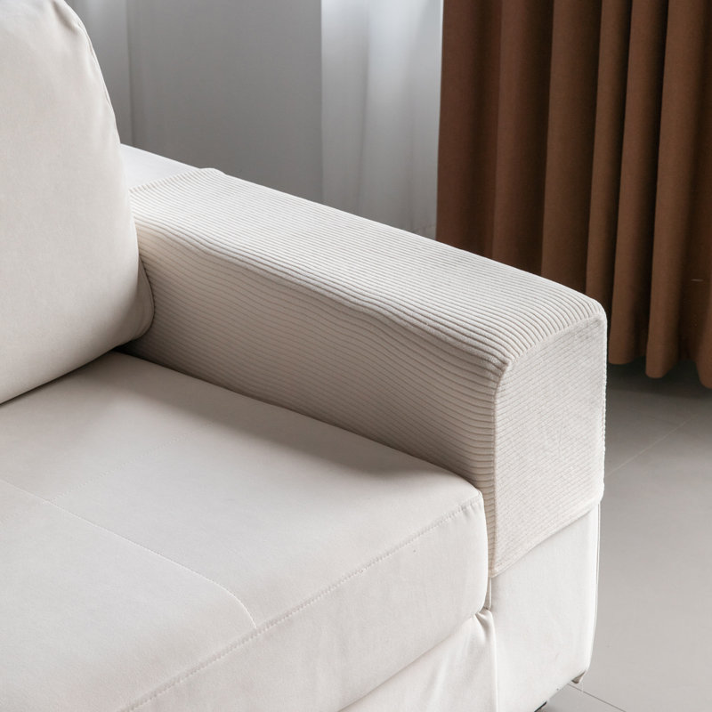 Housse pour canapé modulaire, housse de canapé extensible avec protection antidérapante pour animaux de compagnie (1 housse d'accoudoir, ivoire)