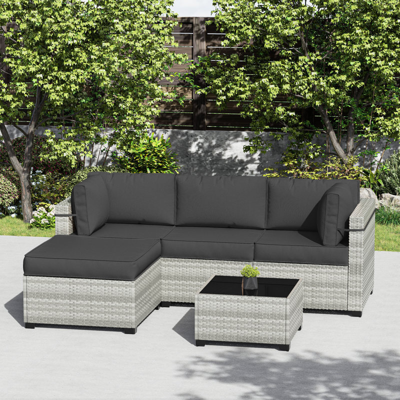 Ensemble de coussins de patio modulaire pour 3 sièges Wynee 9Pcs, Gris foncé