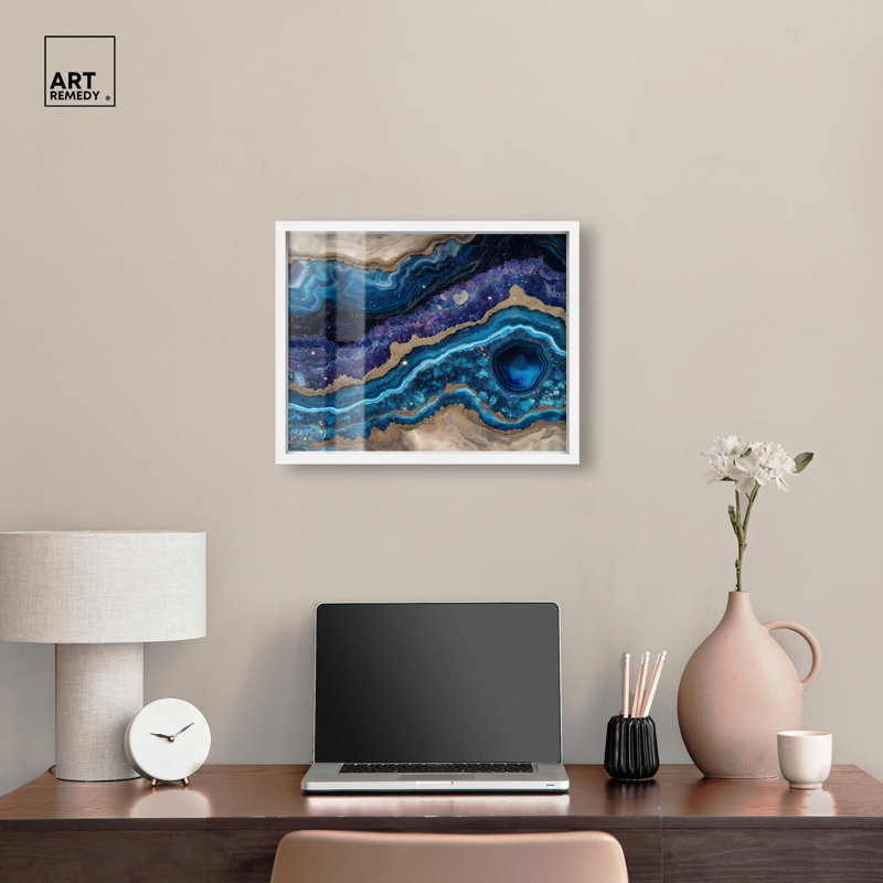 «Galactic Geode I Shadowbox Print» par Art Remedy, H 17 po x l 21 po, Blanc