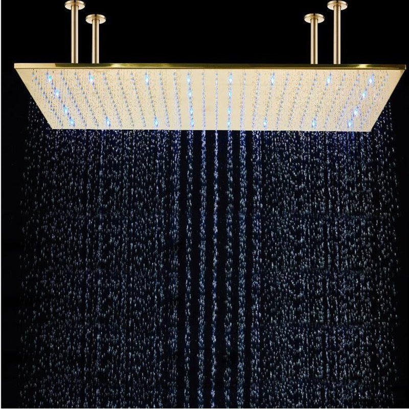 Brushed Gold 16x32inch Rain Shower Head Ceiling Mount Larger Square Rainfall Overhead Sprayer