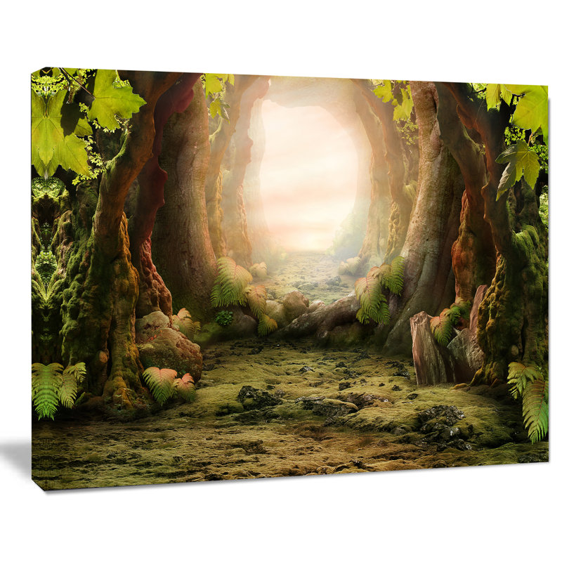 Romantiques vert forêt vue - impression sur toile tendue, H 20 po x l 20 po x P 1 po