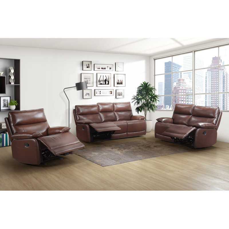 Fauteuil inclinable oscillant, cuir brun et similicuir