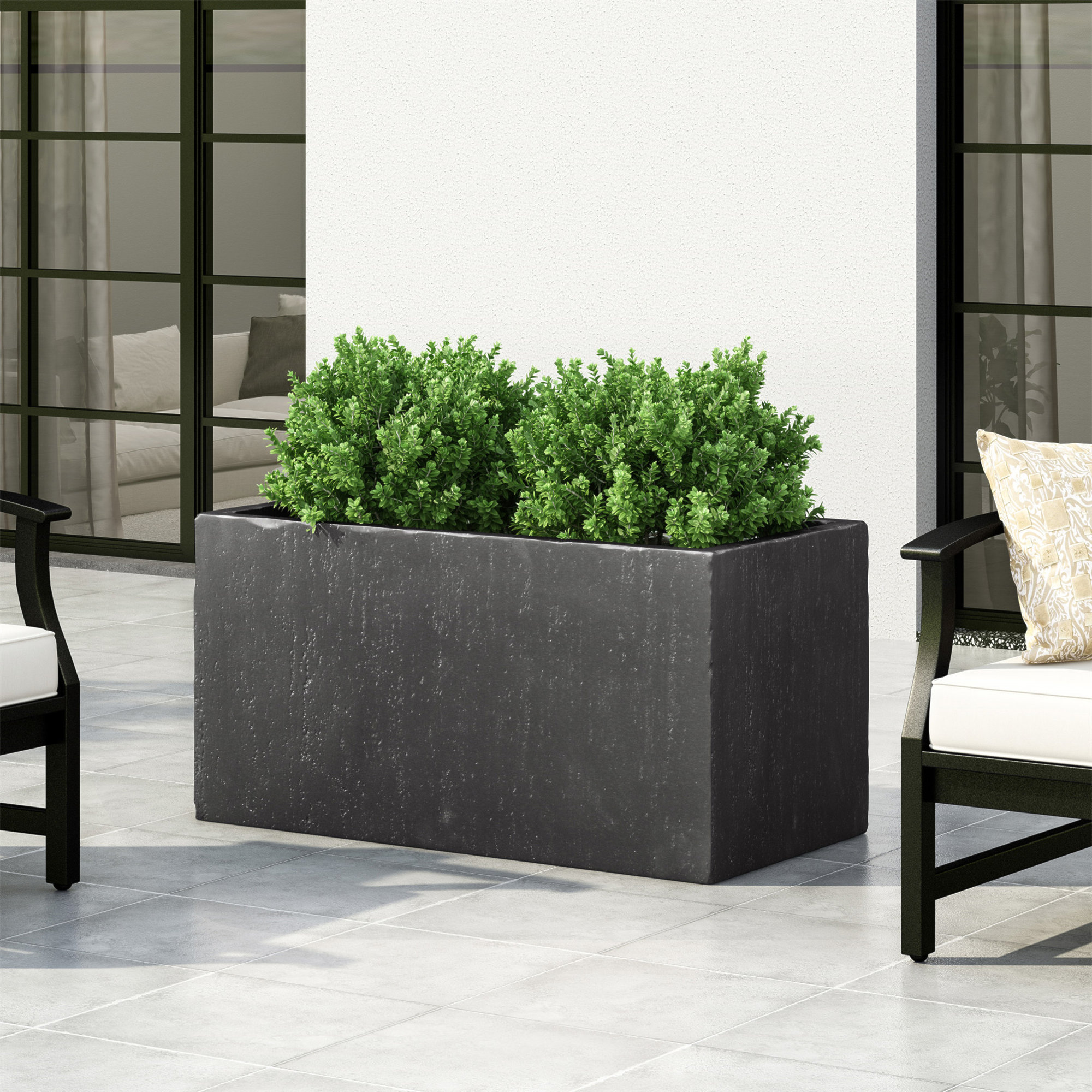 Shiner Lightweight Concrete Planter Box Set, 1, White, 18" H x 35.25" W x 18" D